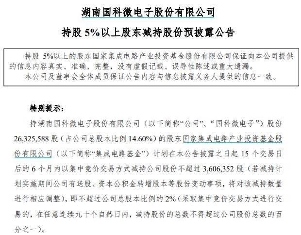 国家基金计划减持不超过2%的郭可伟股份 后者的股价比历史高点高出近25%