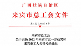 双喜临门|双蚁药业王波董事长和机修班组获来宾市总工会通报表扬